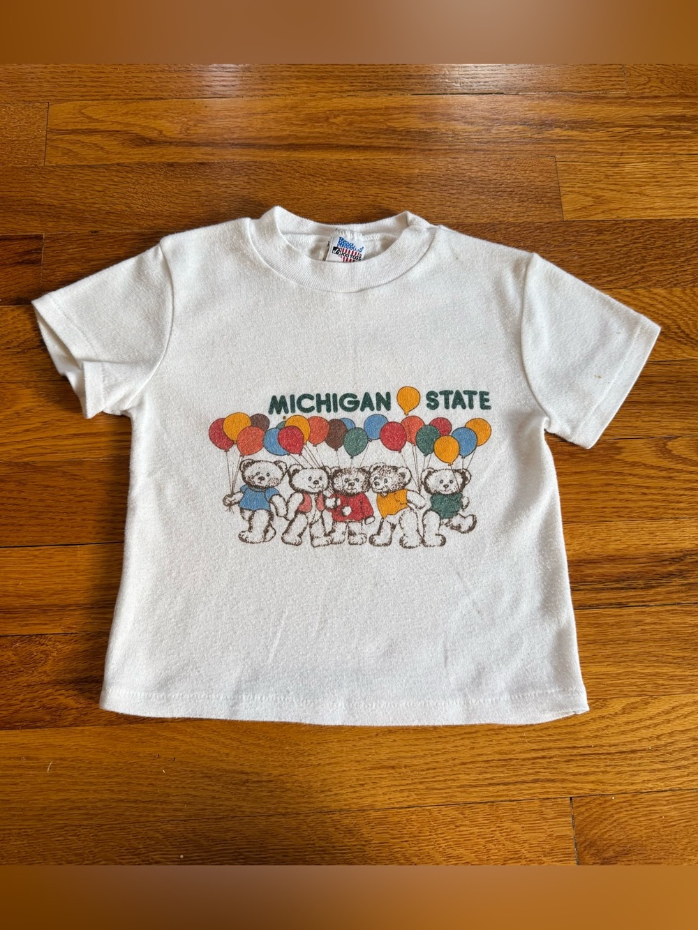 Michigan State Vintage Toddler 4 T Shirt Teddy Bear Balloon 80s 90s Retro Cute